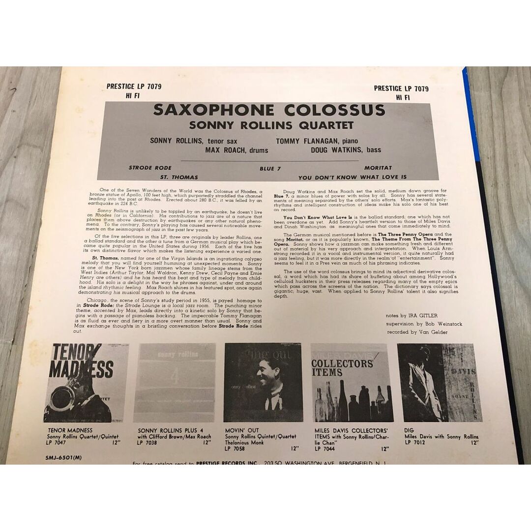 3-#LP サキソフォン・コロッサスSAXOPHONE COLOSSUS ソニー・ロリンズ SONNY ROLLINS ジャズ SMJ-6501 M ケース破れ有 ディスクキズ有 エンタメ/ホビーのエンタメ その他(その他)の商品写真