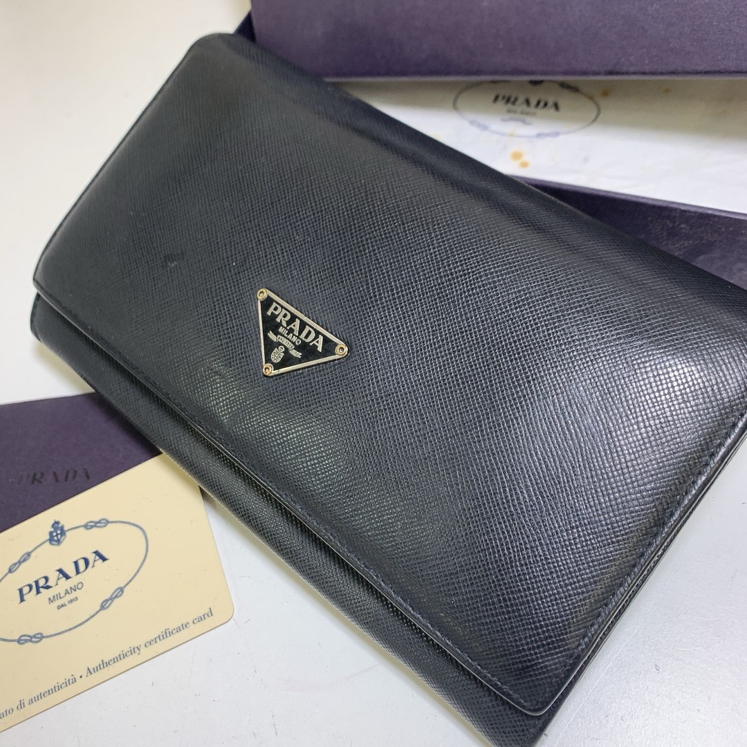 PRADA(プラダ)のＭ　PRADA サフィアーノ レザー長財布 ブラック レディースのファッション小物(財布)の商品写真