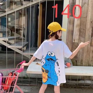 KWEA051キッズ Tシャツワンピース ロング 夏 半袖 プリント 子供服(Tシャツ/カットソー)