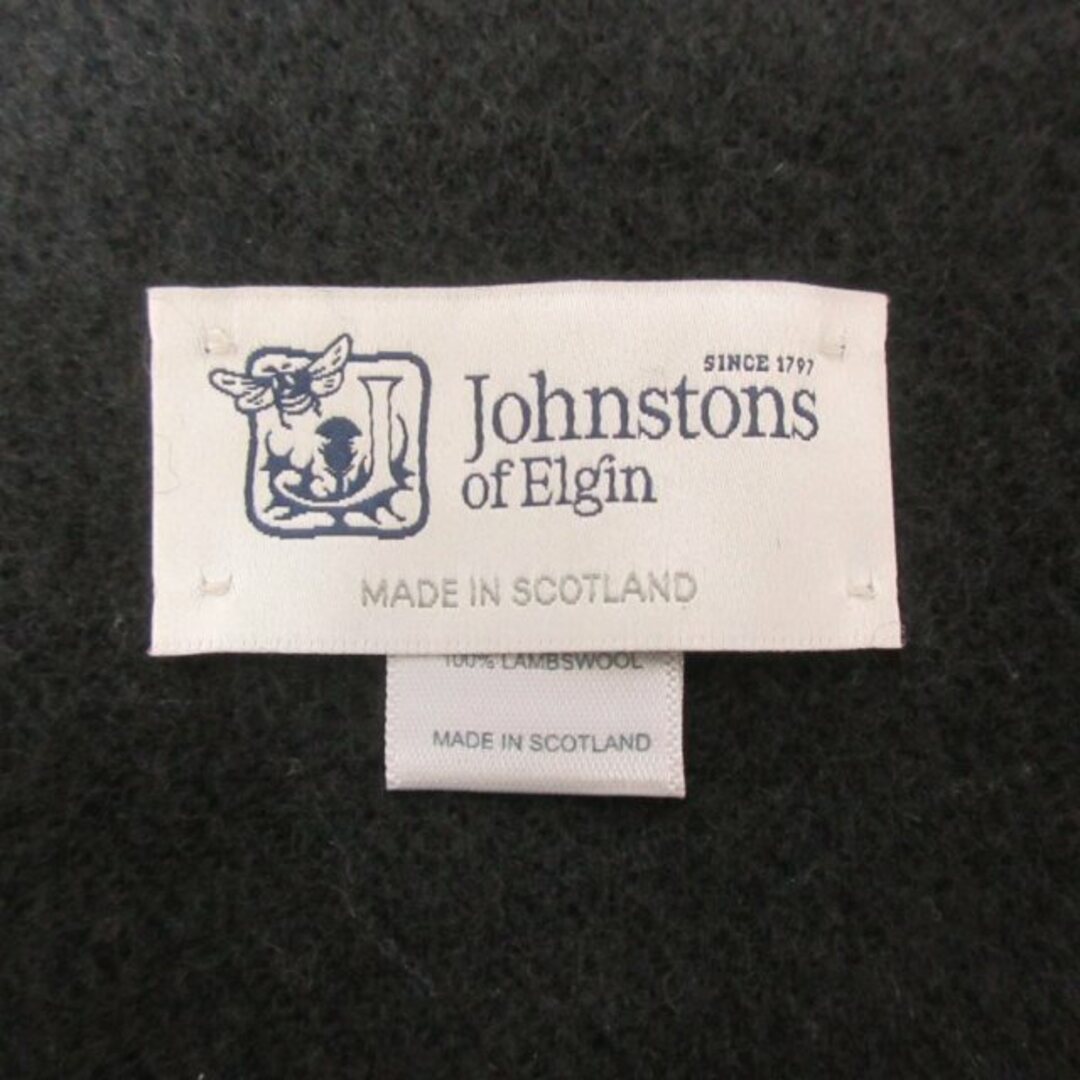 ジョンストンズオブエルガン 美品 マフラー ストール フリンジ ウール 黒 メンズのファッション小物(マフラー)の商品写真