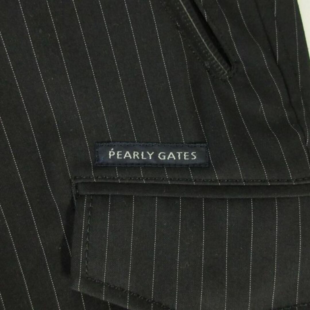 PEARLY GATES(パーリーゲイツ)のパーリーゲイツ 美品 パンツ スラックス ストライプ ロゴ 刺繍 黒 白 5 スポーツ/アウトドアのゴルフ(ウエア)の商品写真