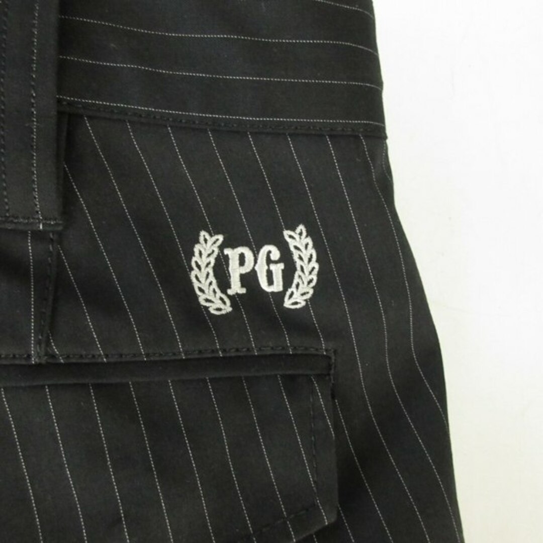 PEARLY GATES(パーリーゲイツ)のパーリーゲイツ 美品 パンツ スラックス ストライプ ロゴ 刺繍 黒 白 5 スポーツ/アウトドアのゴルフ(ウエア)の商品写真