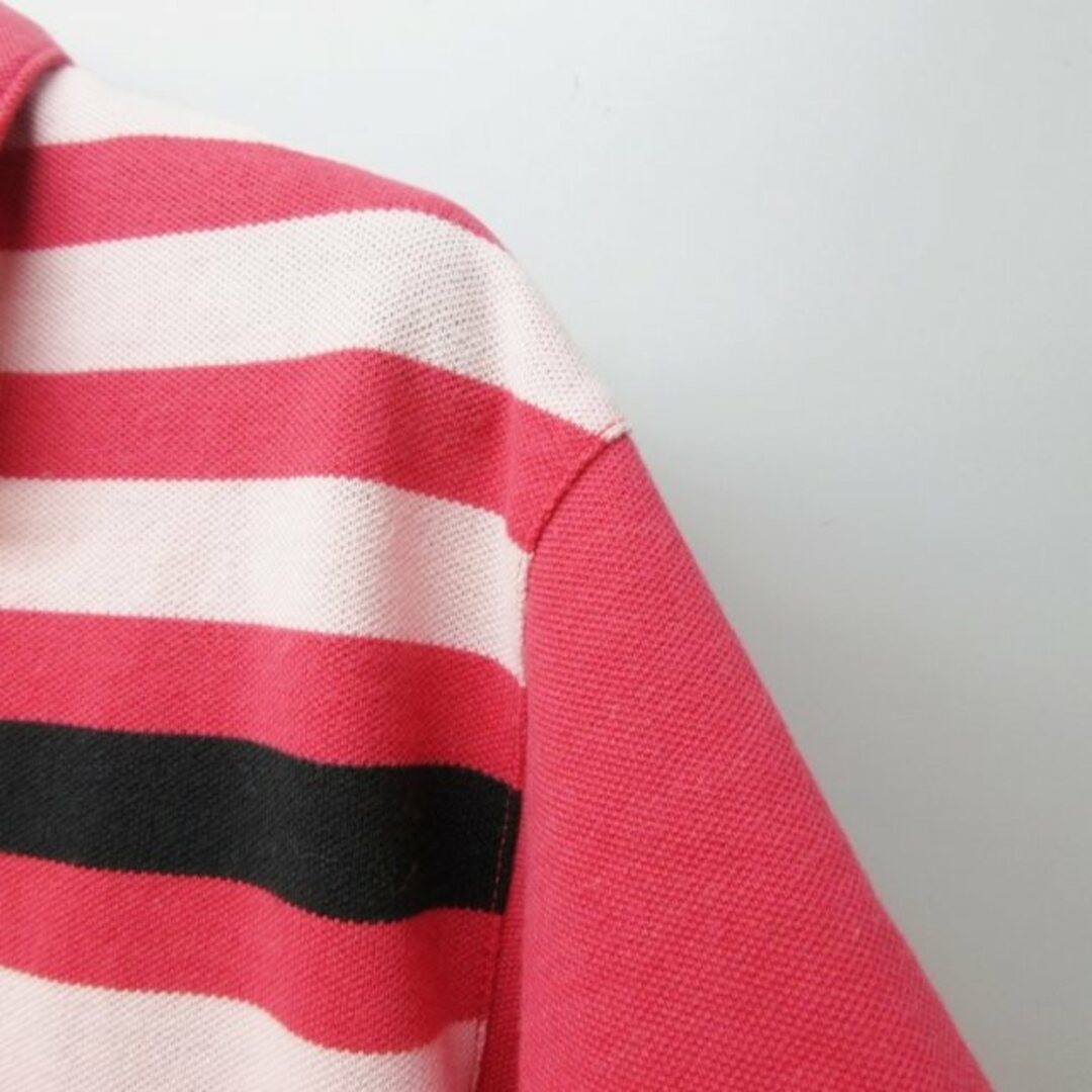 adidas(アディダス)のアディダス ポロシャツ 半袖 ロゴ ボーダー ピンク系 L メンズのトップス(ポロシャツ)の商品写真