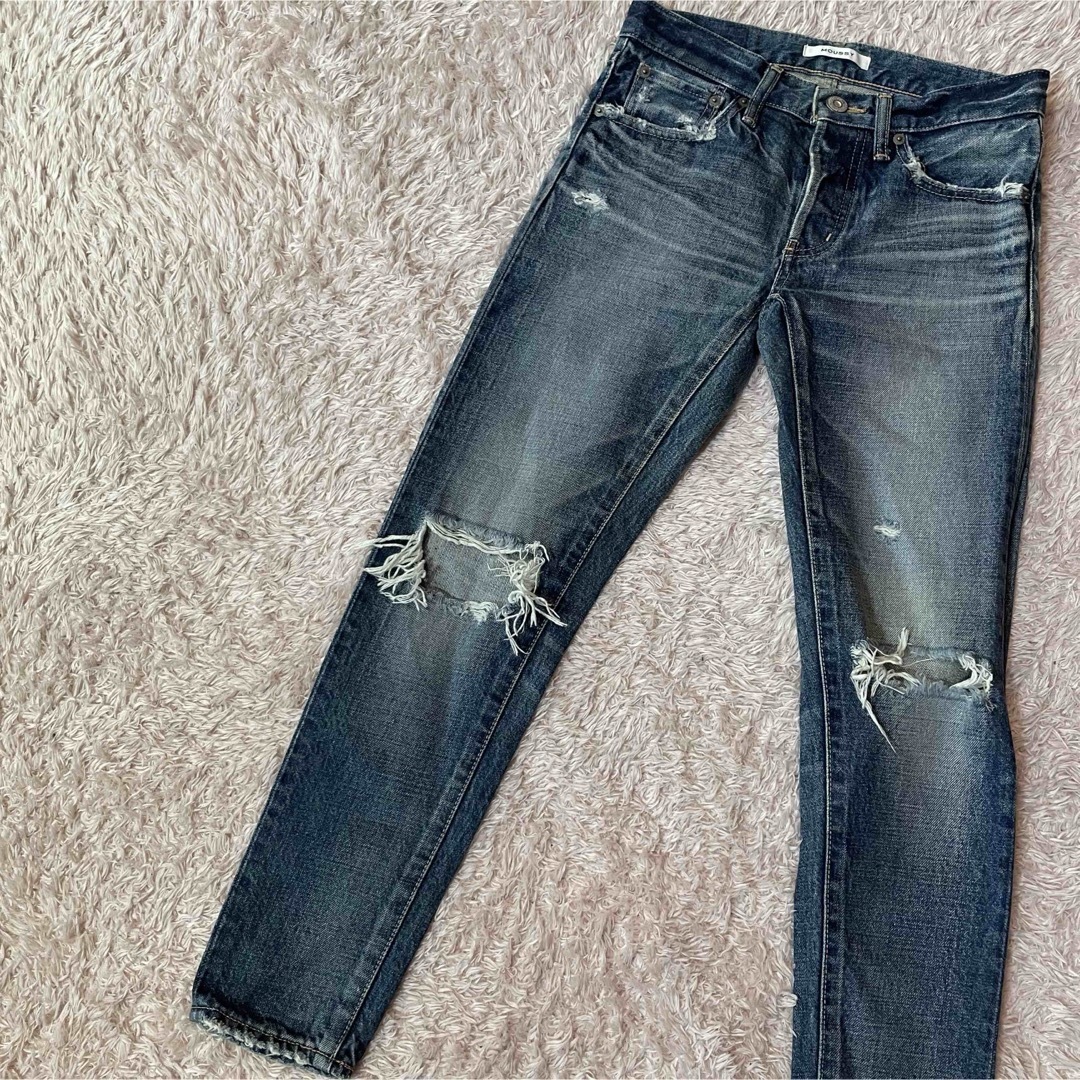 moussy(マウジー)のMOUSSY MV Ashton Tapered クラッシュ ダメージ24 レディースのパンツ(デニム/ジーンズ)の商品写真