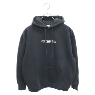 VETEMENTS ヴェトモン 20SS Logo Hoodie フードデリバリーラベル ロゴプリントプル オーバースウェットパーカー フーディ ブラック SS20TR311(パーカー)