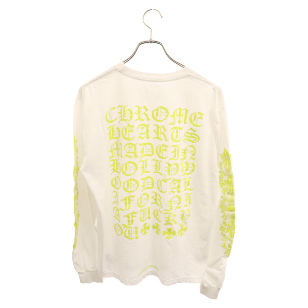 Chrome Hearts(クロムハーツ)のCHROME HEARTS クロムハーツ Neon Back Print L/S Tee ネオンバックプリント 長袖Tシャツ ホワイト/イエロー メンズのトップス(Tシャツ/カットソー(七分/長袖))の商品写真