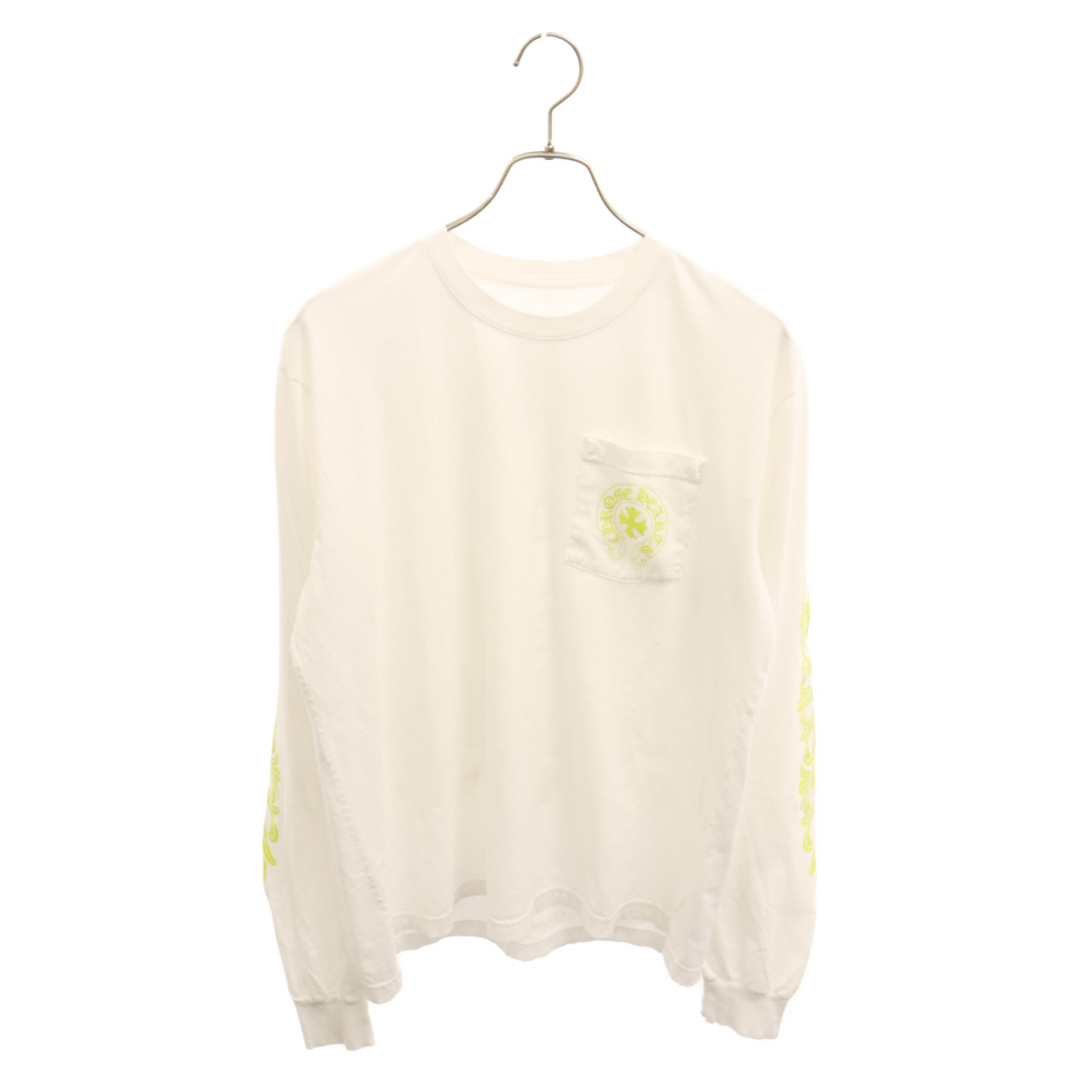 Chrome Hearts(クロムハーツ)のCHROME HEARTS クロムハーツ Neon Back Print L/S Tee ネオンバックプリント 長袖Tシャツ ホワイト/イエロー メンズのトップス(Tシャツ/カットソー(七分/長袖))の商品写真