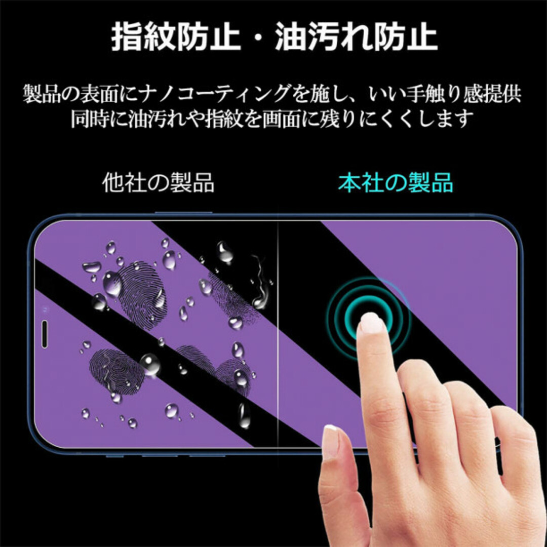 iPhone15Pro ブルーライトカット 強化ガラスフィルム 画面保護 f スマホ/家電/カメラのスマホアクセサリー(保護フィルム)の商品写真