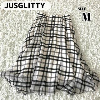 JUSGLITTY - JUSGLITTY きれいめセンター釦×チェック柄フレアスカート M