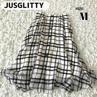 ジャスグリッティー(JUSGLITTY)のJUSGLITTY きれいめセンター釦×チェック柄フレアスカート M(ロングスカート)