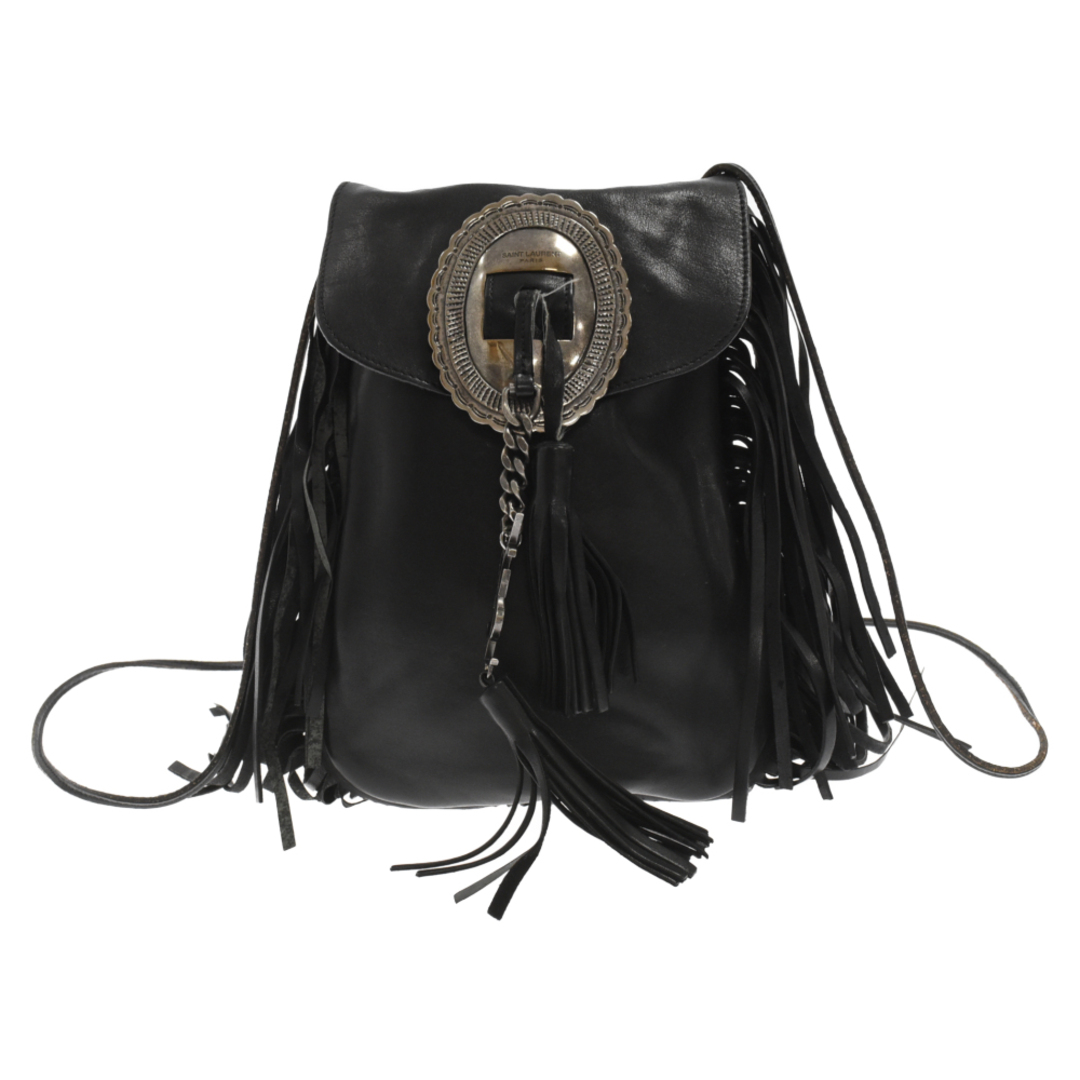 Saint Laurent(サンローラン)のSAINT LAURENT PARIS サンローランパリ 14AW Antia Leather Fringed Shoulder Bag アニタ フリンジ レザーショルダーバッグ ブラック 395012 メンズのバッグ(ショルダーバッグ)の商品写真