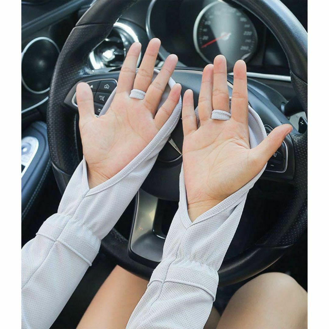 白 アームカバー UVカット 日焼け対策 手の甲 指先夏 紫外線対策 レディース レディースのファッション小物(手袋)の商品写真