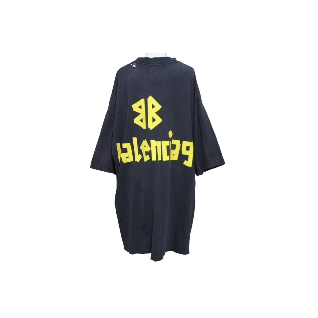 Balenciaga(バレンシアガ)の極美品 BALENCIAGA バレンシアガ TAPE TYPEＴシャツ サイズXL 739784TOVA91055 ブラック コットン プリント ロゴ 中古 63082 レディースのトップス(Tシャツ(半袖/袖なし))の商品写真