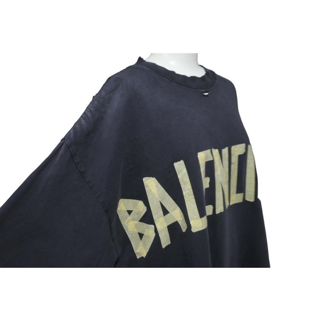 Balenciaga(バレンシアガ)の極美品 BALENCIAGA バレンシアガ TAPE TYPEＴシャツ サイズXL 739784TOVA91055 ブラック コットン プリント ロゴ 中古 63082 レディースのトップス(Tシャツ(半袖/袖なし))の商品写真