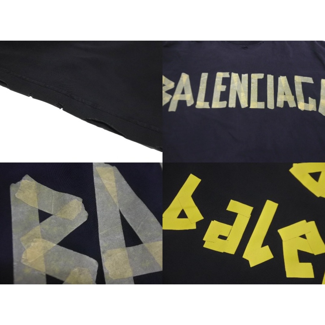 Balenciaga(バレンシアガ)の極美品 BALENCIAGA バレンシアガ TAPE TYPEＴシャツ サイズXL 739784TOVA91055 ブラック コットン プリント ロゴ 中古 63082 レディースのトップス(Tシャツ(半袖/袖なし))の商品写真