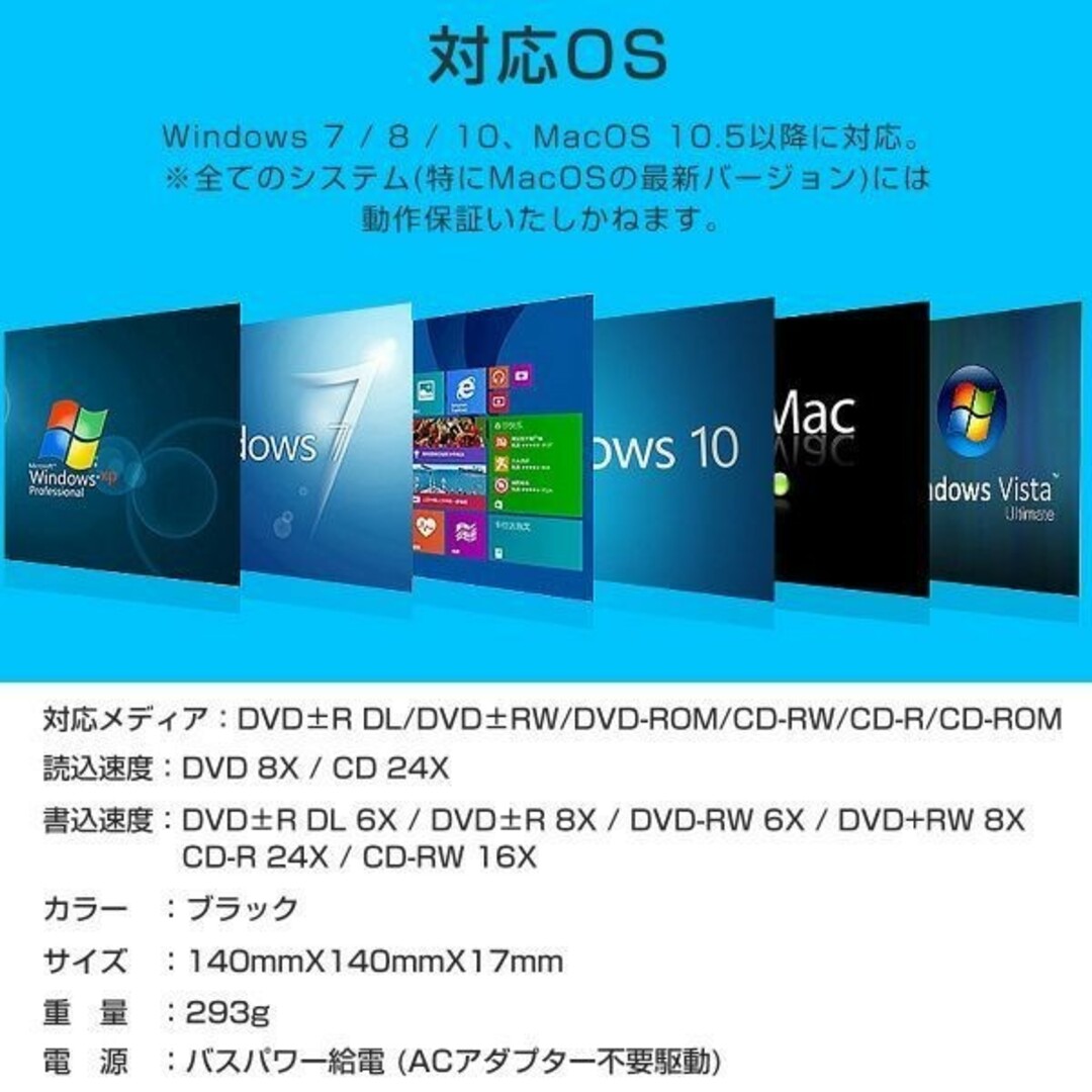 外付けDVDドライブ USB3.0 Type-C「PJG188DVDRW.C」 スマホ/家電/カメラのPC/タブレット(PC周辺機器)の商品写真