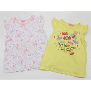 HOT BISCUITS - 【夏物 新入荷!】▽ミキハウスホットビスケッツ/MIKI HOUSE HOT BISCUITS▽100cm 半袖カットソー/Tシャツ2点set 白×ピンク系＆黄色【中古】【ネット限定】子供服 キッズ kids 女の子 夏 tops 805042