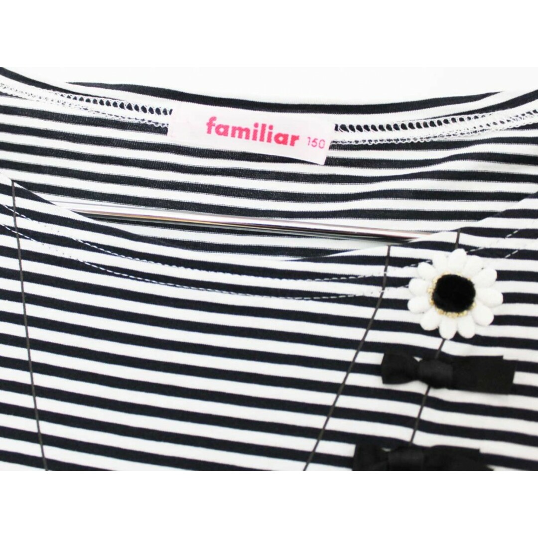 familiar(ファミリア)の【夏物 新入荷!】[ファミリア/familiar]150cm 五分袖Tシャツ/五分袖カットソー 白×黒【中古】子供服 キッズ kids ジュニア 女の子 夏 tops 015042 キッズ/ベビー/マタニティのキッズ服女の子用(90cm~)(Tシャツ/カットソー)の商品写真