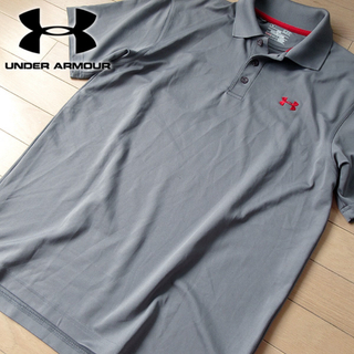 UNDER ARMOUR - 美品 大きめS アンダーアーマー メンズ 半袖ポロシャツ グレー
