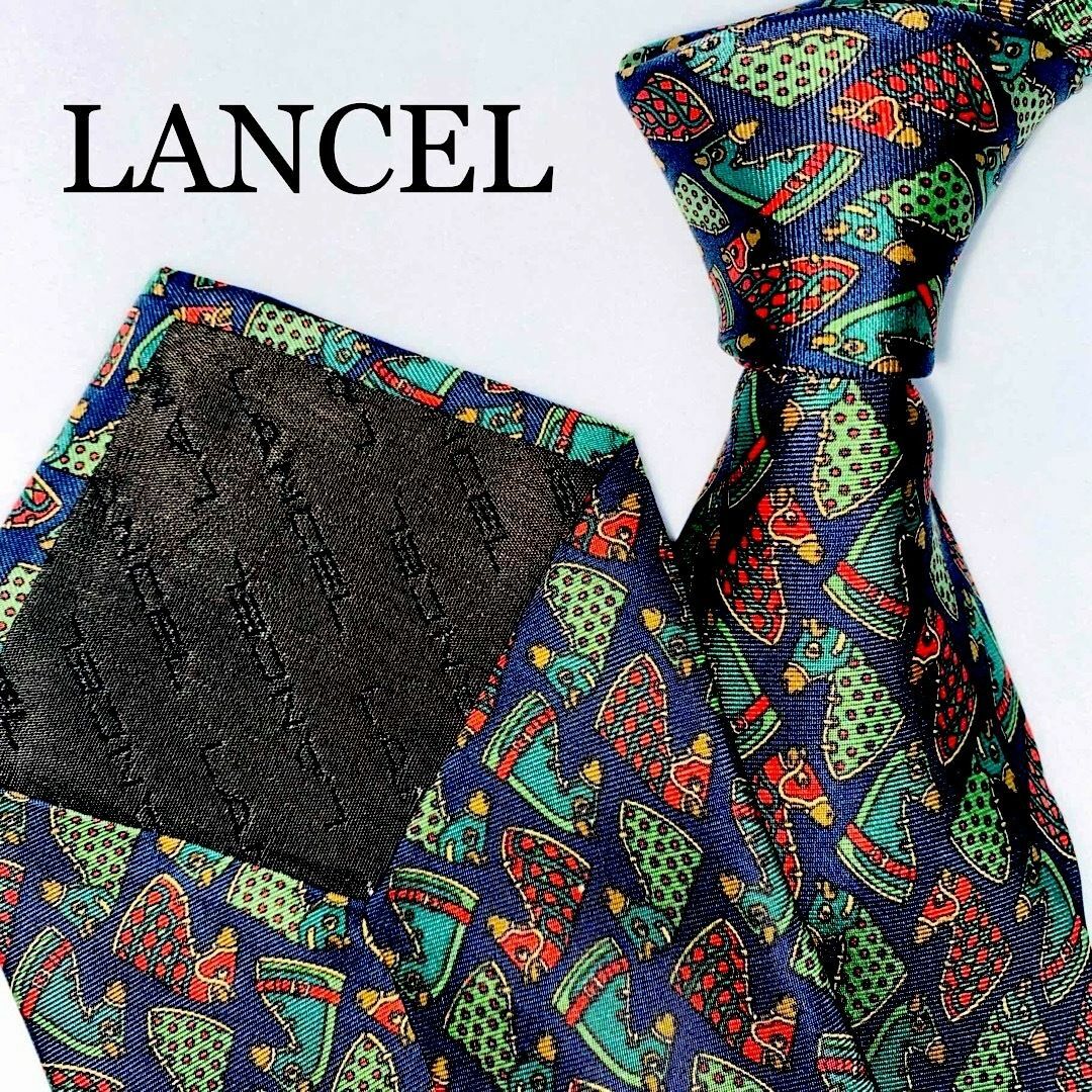 LANCEL(ランセル)のLANCEL ランセル　シルクネクタイ　高級　フランス製　PARIS ネイビー メンズのファッション小物(ネクタイ)の商品写真