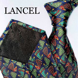LANCEL - LANCEL ランセル　シルクネクタイ　高級　フランス製　PARIS ネイビー