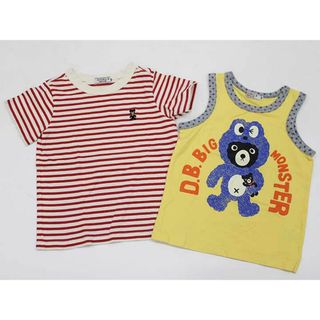 【夏物 新入荷!】▽ミキハウスダブルB/MIKIHOUSE DOUBLE.B▽100cm 半袖Tシャツ/カットソー＆タンクトップ2点set オフホワイト×赤＆黄色【中古】【ネット限定】子供服 キッズ kids 男の子 夏 tops 805042