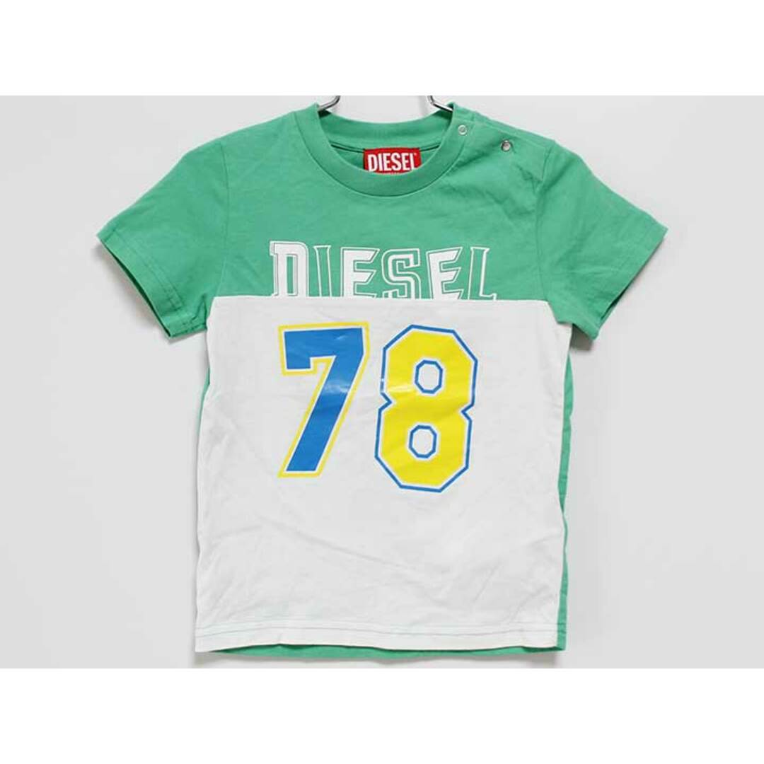 DIESEL(ディーゼル)の【夏物 新入荷!】‡ディーゼルキッズ/DIESEL kids‡97cm 半袖Tシャツ/半袖カットソー グリーン×白 ’23年製【中古】子供服 キッズ kids 男の子 女の子 夏 tops 415042 キッズ/ベビー/マタニティのキッズ服女の子用(90cm~)(Tシャツ/カットソー)の商品写真