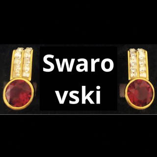 スワロフスキー(SWAROVSKI)の【レア】ヴィンテージ  Swarovski スワロフスキー レッド イヤリング(イヤリング)