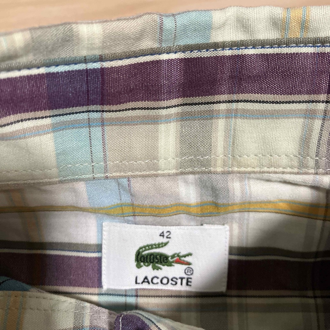 LACOSTE(ラコステ)のラコステ　レディース　サイズ42 ノースリーブ　チェックシャツ レディースのトップス(シャツ/ブラウス(半袖/袖なし))の商品写真