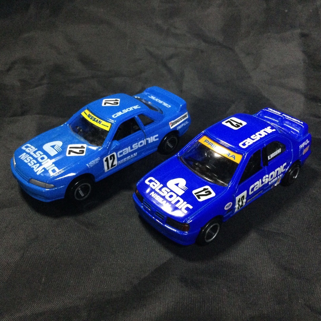 トミカシリーズ(トミカシリーズ)のトミカ　日産カルソニック プリメーラ、スカイライン GT-R(R32) 1/59 エンタメ/ホビーのおもちゃ/ぬいぐるみ(ミニカー)の商品写真