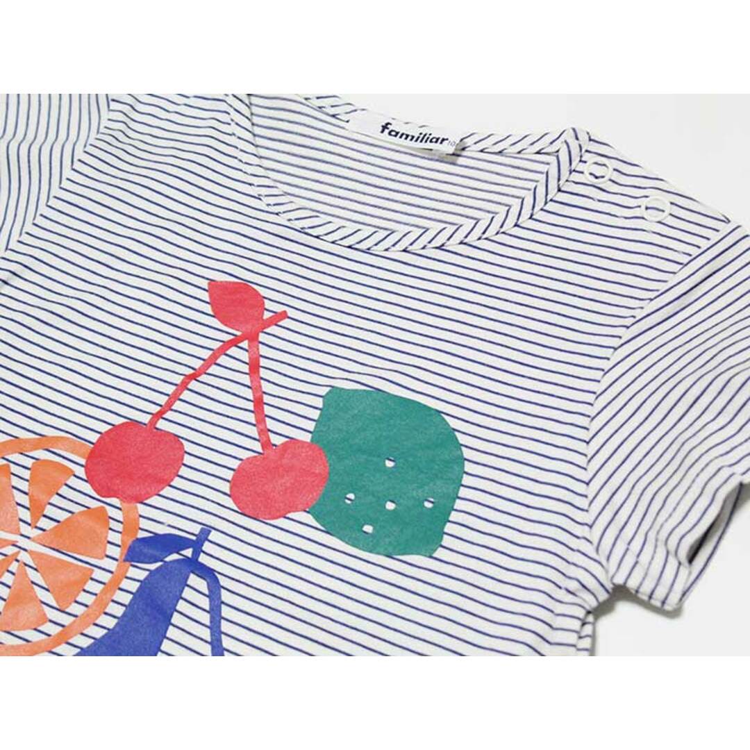 familiar(ファミリア)の【夏物 新入荷!】‡ファミリア/familiar‡100cm 半袖Tシャツ/半袖カットソー 白×紺【中古】子供服 キッズ kids 女の子 夏 tops 015042 キッズ/ベビー/マタニティのキッズ服女の子用(90cm~)(Tシャツ/カットソー)の商品写真