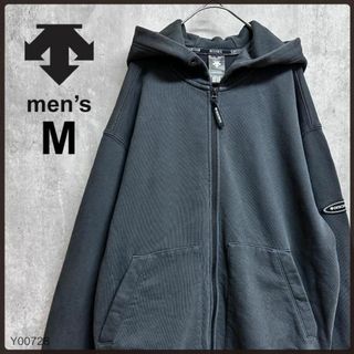 デサント(DESCENTE)のDESCENTEデサントメンズパーカーフルジップMサイズブラック黒チャコール長袖(スウェット)