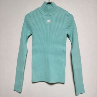 courreges 未使用品 ロゴワッペンハイネックリブ ニット ライトグリーン レディース クレージュ【中古】4-0502M∞