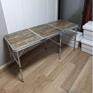 アウトドア テーブル 60×150 アルミ 木目(テーブル/チェア)