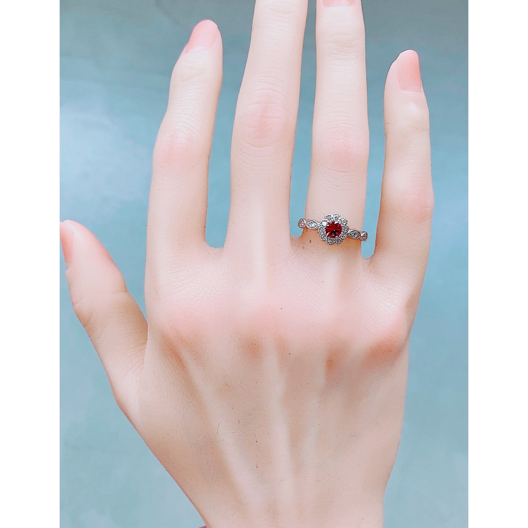 ★0.32ct★✨パープルピンクスピネル0.28ctダイヤプラチナリング指輪 レディースのアクセサリー(リング(指輪))の商品写真