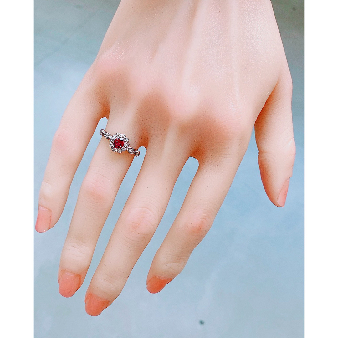 ★0.32ct★✨パープルピンクスピネル0.28ctダイヤプラチナリング指輪 レディースのアクセサリー(リング(指輪))の商品写真