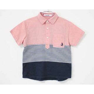 【夏物 新入荷!】〓ファミリア/familiar〓120cm 半袖シャツ 白×紺×赤【中古】 子供服 キッズ kids 男の子 女の子  夏 tops 015042