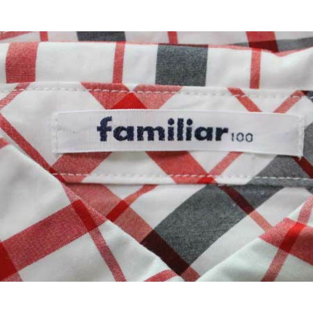 familiar(ファミリア)の【夏物 新入荷!】〓ファミリア/familiar〓100cm 半袖シャツ 白×赤×紺【中古】 子供服 キッズ kids  男の子 女の子  夏 tops 015042 キッズ/ベビー/マタニティのベビー服(~85cm)(シャツ/カットソー)の商品写真