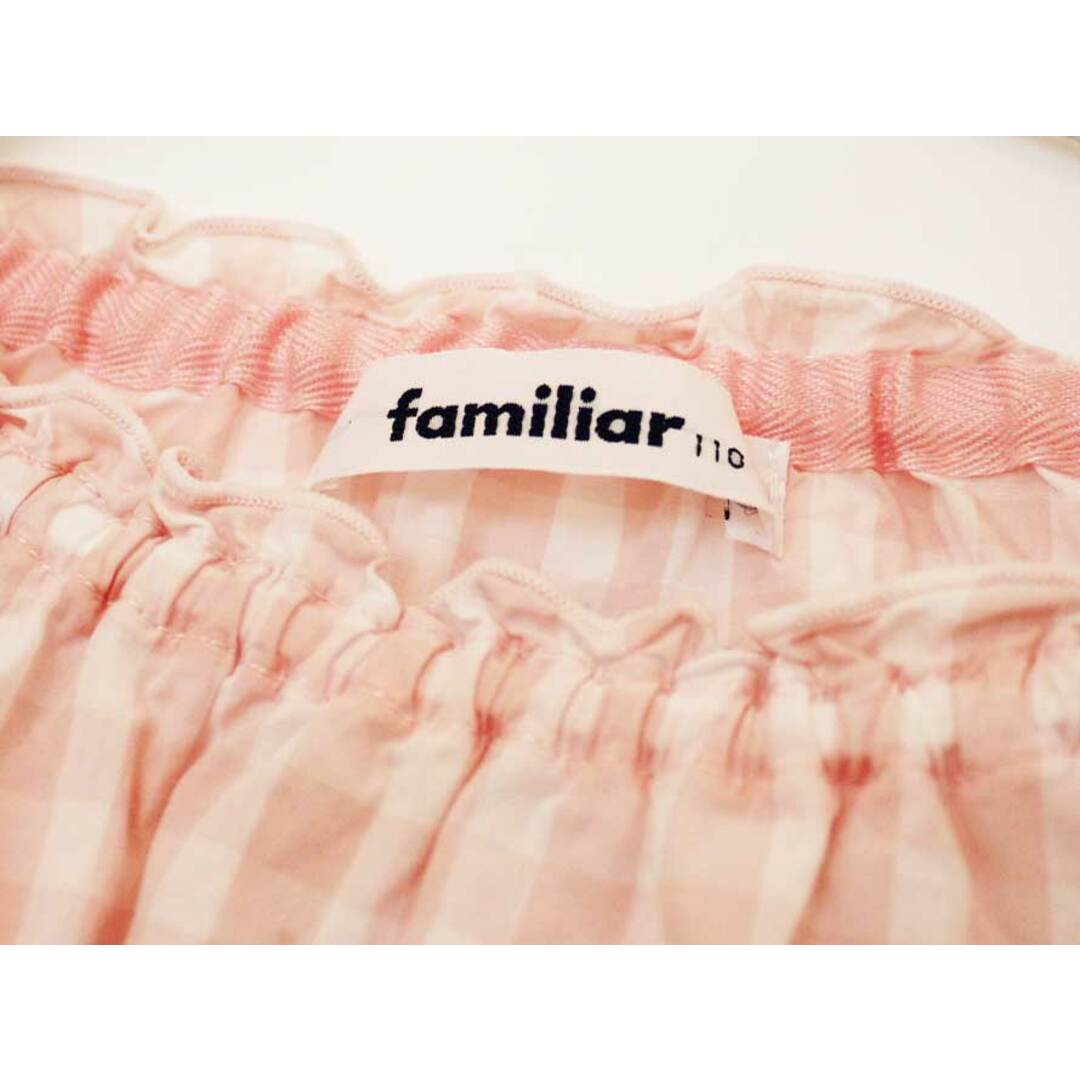 familiar(ファミリア)の【夏物 新入荷!】[ファミリア/familiar]110cm 半袖ブラウス/半袖シャツ ピンク×白【中古】子供服 キッズ kids 女の子 夏 tops 015042 キッズ/ベビー/マタニティのベビー服(~85cm)(シャツ/カットソー)の商品写真