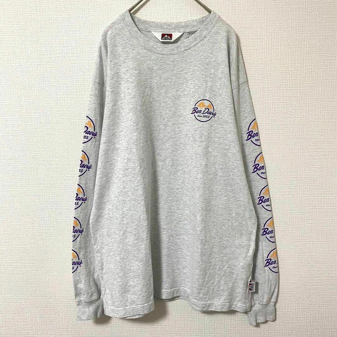 BEN DAVIS(ベンデイビス)のロンT ベンデイビス バッグロゴ ロゴプリント L コットン メンズのトップス(Tシャツ/カットソー(七分/長袖))の商品写真