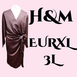 H&M - エイチアンドエムサテンカシュクールワンピースEURXL新品未使用タグ付3L