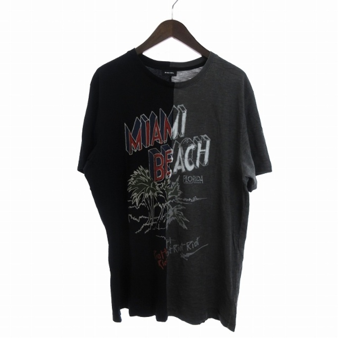 DIESEL(ディーゼル)のディーゼル Tシャツ 半袖 MIAMI BEACH 黒 グレー XL ■SM1 メンズのトップス(Tシャツ/カットソー(半袖/袖なし))の商品写真