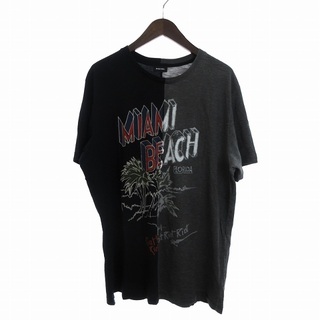 ディーゼル(DIESEL)のディーゼル Tシャツ 半袖 MIAMI BEACH 黒 グレー XL ■SM1(Tシャツ/カットソー(半袖/袖なし))