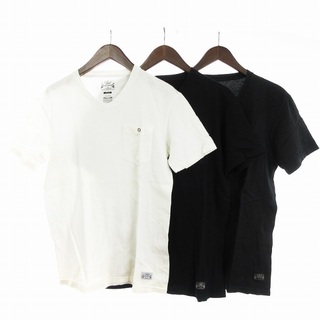 バル(BAL)のバル 3枚セット Tシャツ カットソー 半袖 Vネック ポケット 白 黒 M(Tシャツ/カットソー(半袖/袖なし))