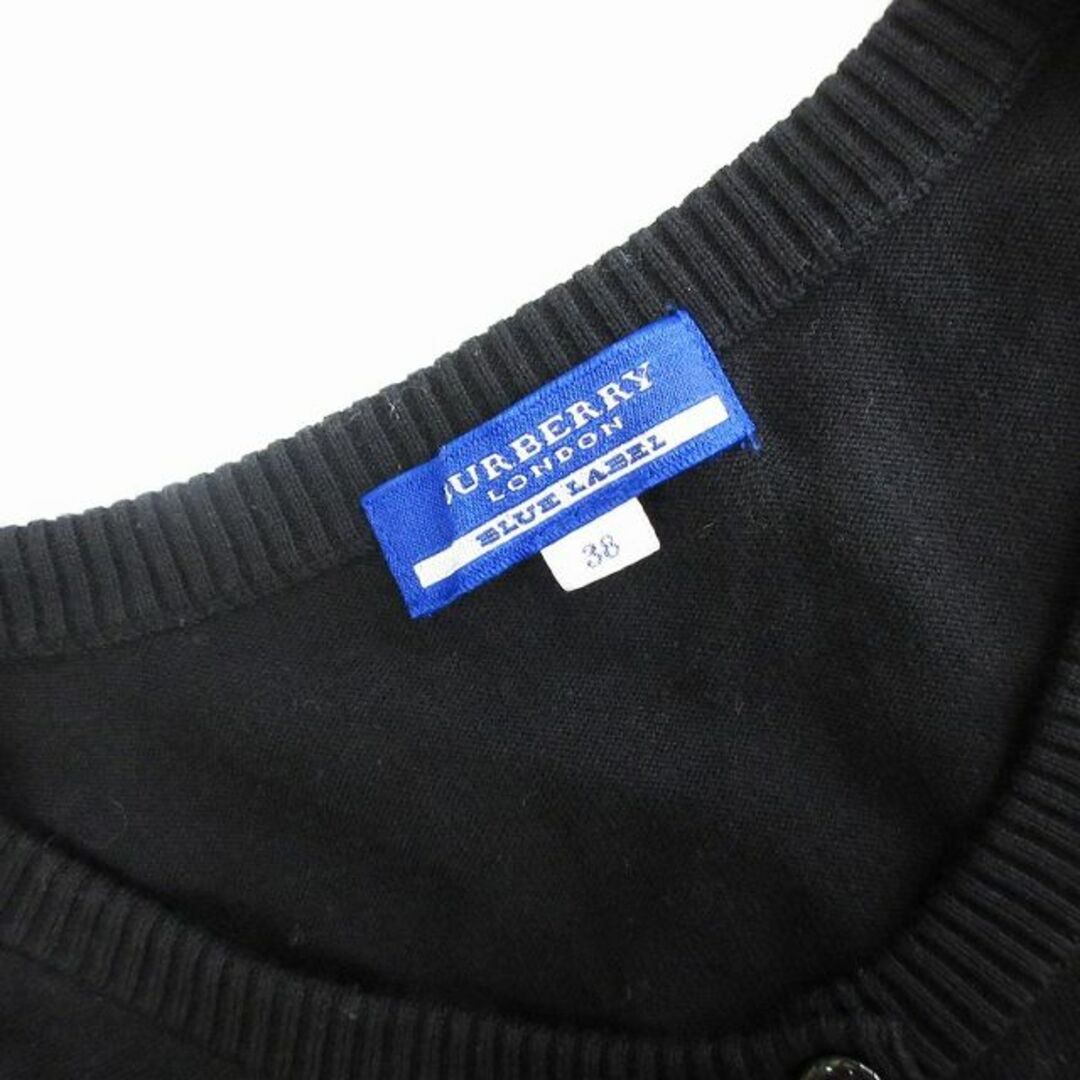 BURBERRY BLUE LABEL(バーバリーブルーレーベル)のバーバリーブルーレーベル カーディガン 七分袖 丸首 前開き 黒 38 M相当 レディースのトップス(カーディガン)の商品写真