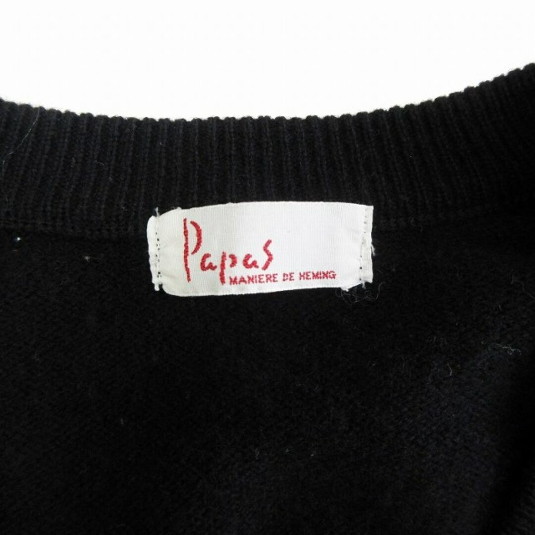 パパス ニット セーター 長袖 Vネック ラムウール ハイゲージ 黒 ブラック メンズのトップス(ニット/セーター)の商品写真