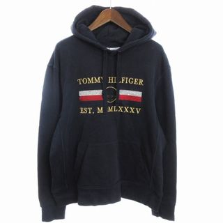 トミーヒルフィガー(TOMMY HILFIGER)のトミーヒルフィガー パーカー フーディー プルオーバー 紺 L ■SM1(パーカー)