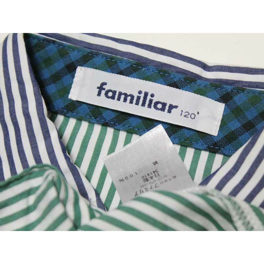 familiar(ファミリア)の【夏物 新入荷!】‡ファミリア/familiar‡120cm 半袖シャツ 白×紺【中古】子供服 キッズ kids 男の子 夏 tops 015042 キッズ/ベビー/マタニティのベビー服(~85cm)(シャツ/カットソー)の商品写真