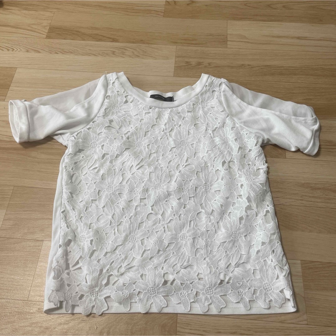 モチーフレースのカットソーTシャツ レディースのトップス(カットソー(半袖/袖なし))の商品写真