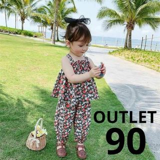 【OUTLET】花柄セットアップ　90cm 韓国子供服　海外(ワンピース)